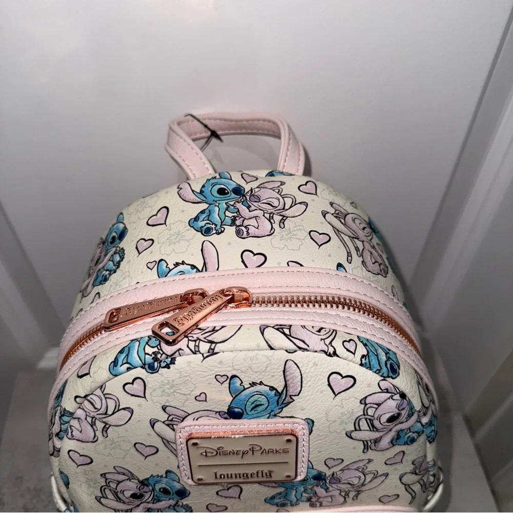 Disney Parks Loungefly Valentines Stitch & Angel Hearts Backpack - Picture 5 of 6